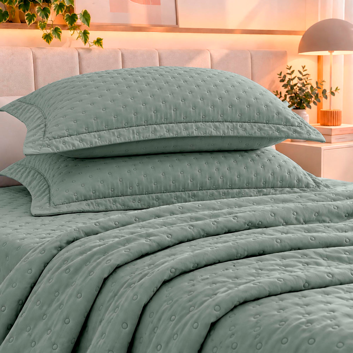 KIT CAMA CASAL DELICATO - VERDE 16-5304