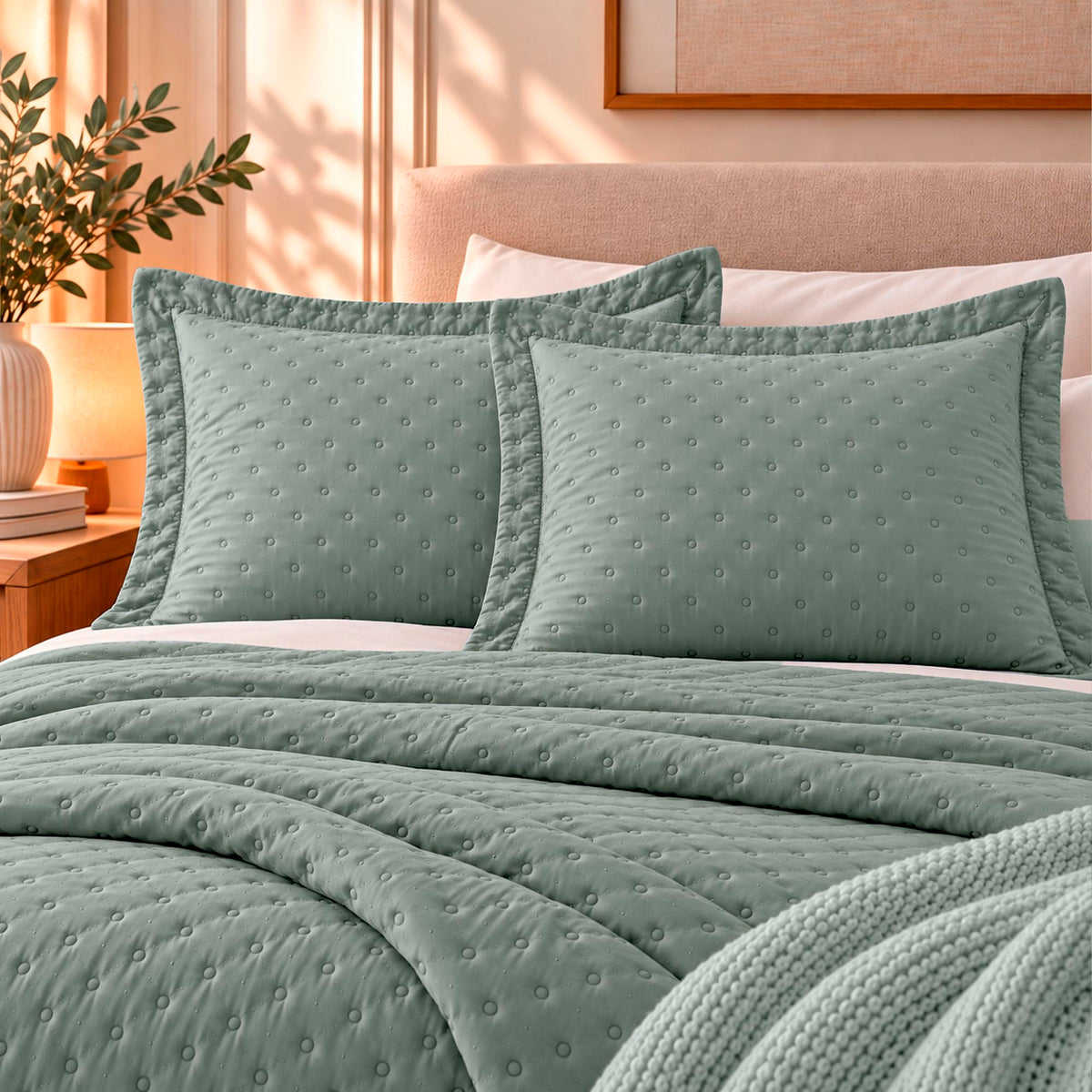 KIT CAMA CASAL DELICATO - VERDE 16-5304