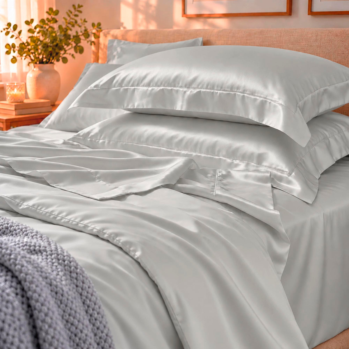 PAR DE FRONHAS CETIM ZERO FRIZZ CLASSIC 100% POLIESTER - CINZA 14-4102