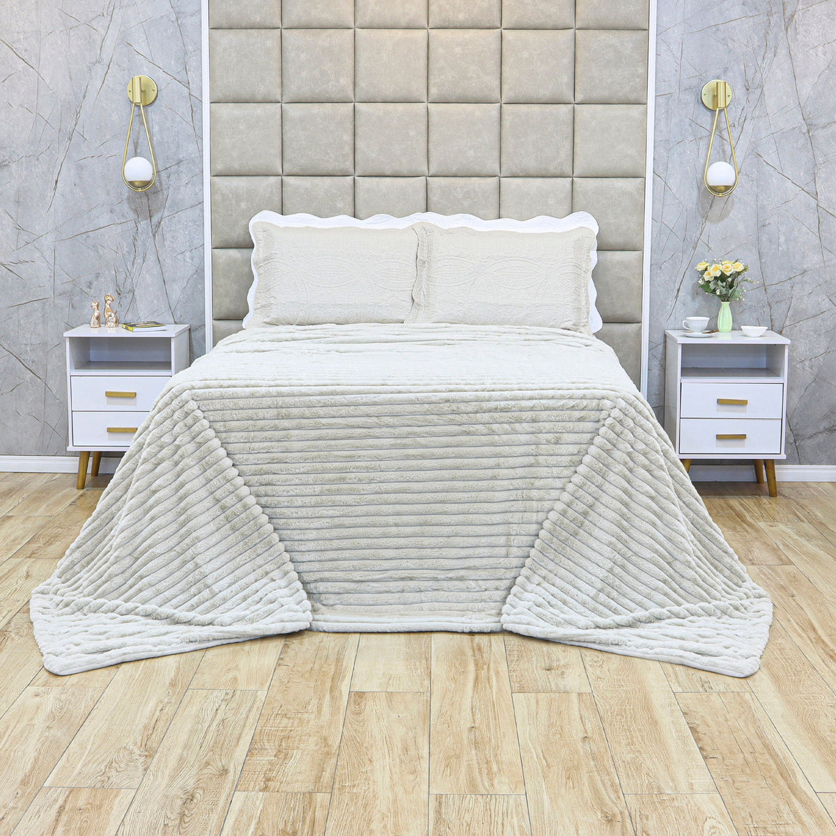 EDREDOM DUPLA  FACE CASAL VERSALHES SUPREME - BEGE 12-5202