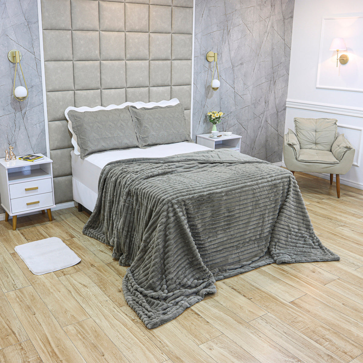 EDREDOM DUPLA  FACE CASAL VERSALHES SUPREME - TAUPE 17-1311