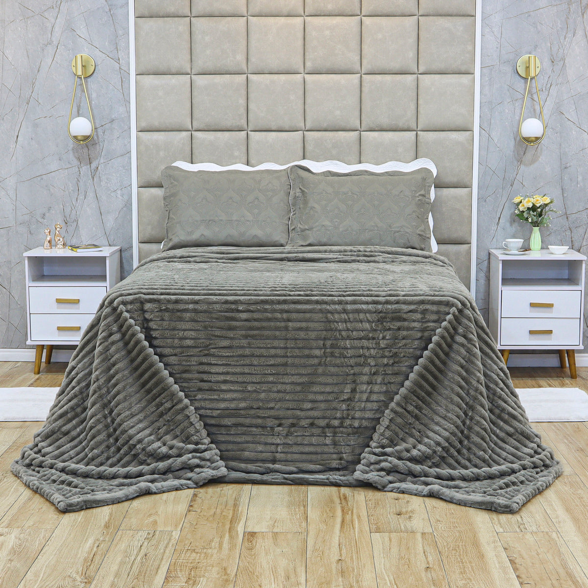 EDREDOM DUPLA  FACE CASAL VERSALHES SUPREME - TAUPE 17-1311