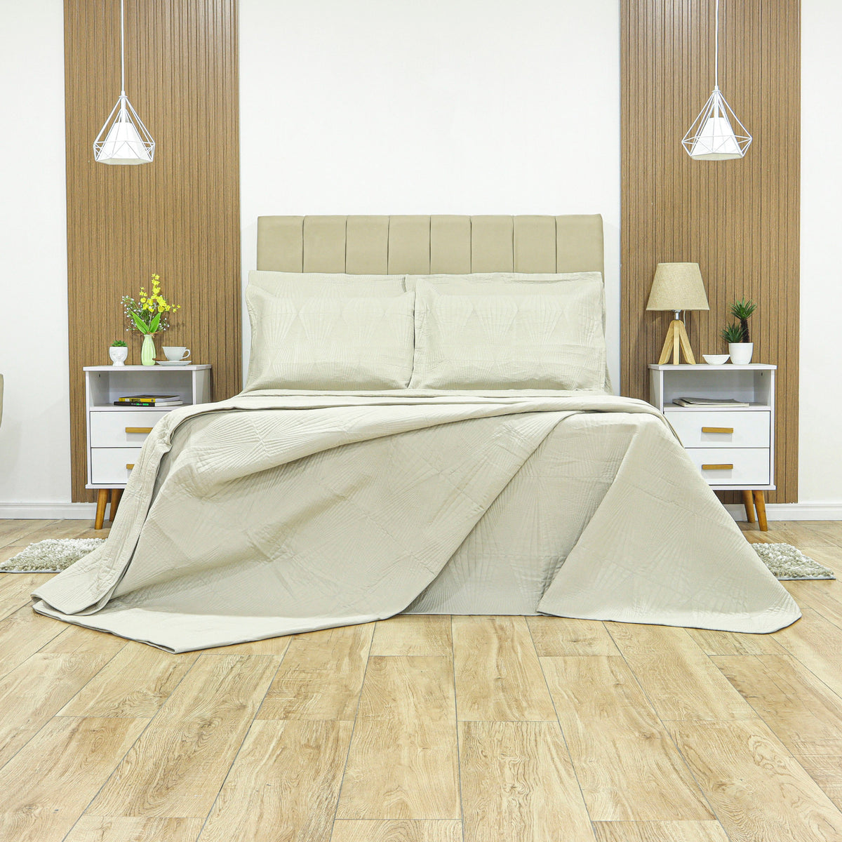 KIT CAMA KING 3P MATELADO DUBAI CLASSIC - BEGE 12-5202