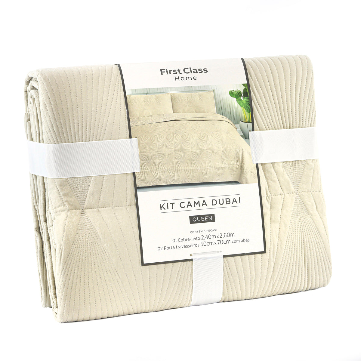 KIT CAMA KING 3P MATELADO DUBAI CLASSIC - BEGE 12-5202