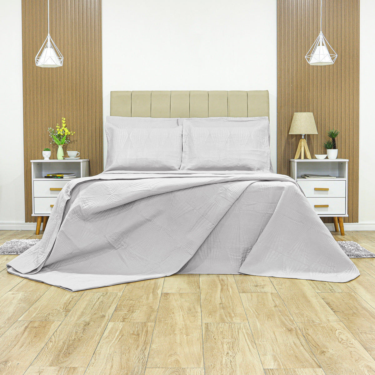 KIT CAMA KING 3P MATELADO DUBAI CLASSIC - CINZA 14-4102