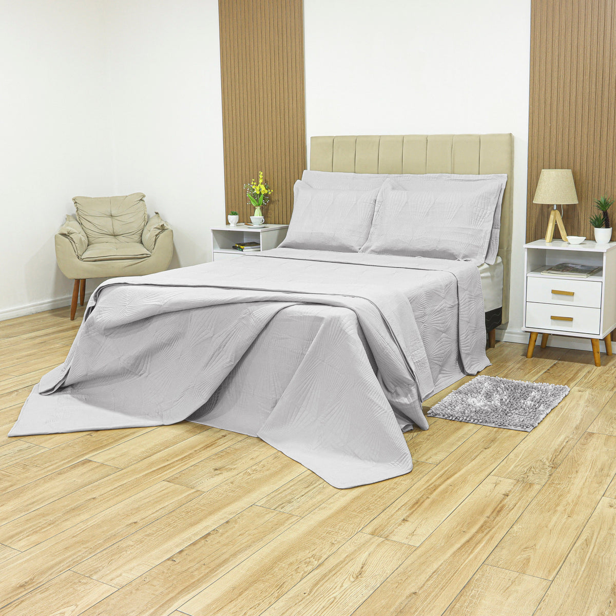 KIT CAMA QUEEN 3P MATELADO DUBAI CLASSIC - CINZA 14-4102