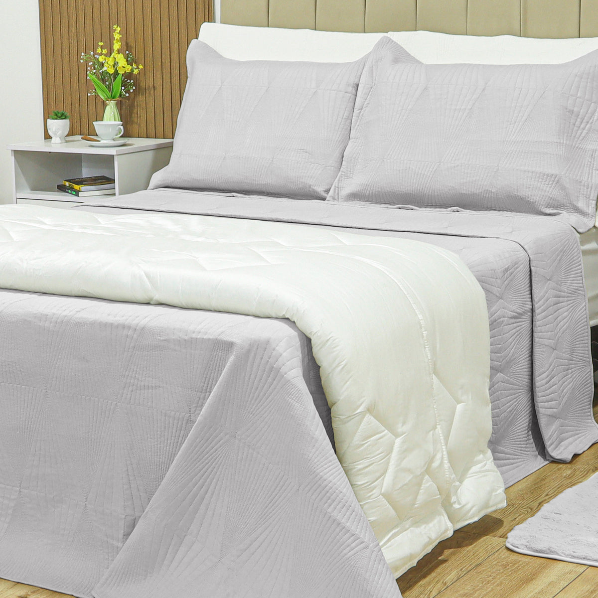 KIT CAMA KING 3P MATELADO DUBAI CLASSIC - CINZA 14-4102