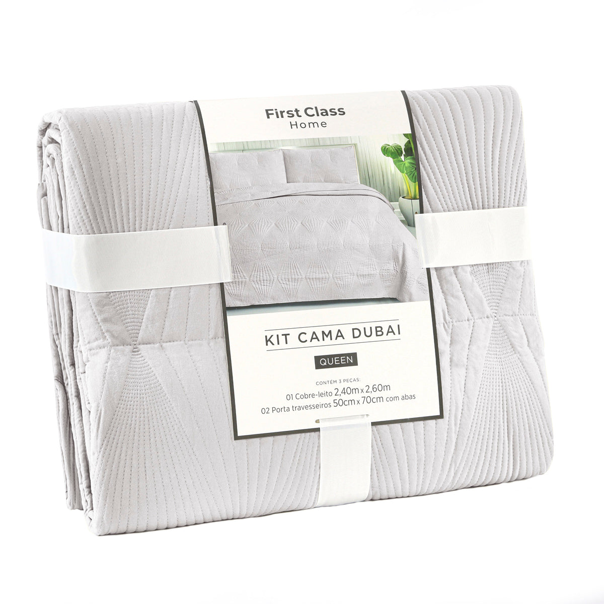 KIT CAMA QUEEN 3P MATELADO DUBAI CLASSIC - CINZA 14-4102