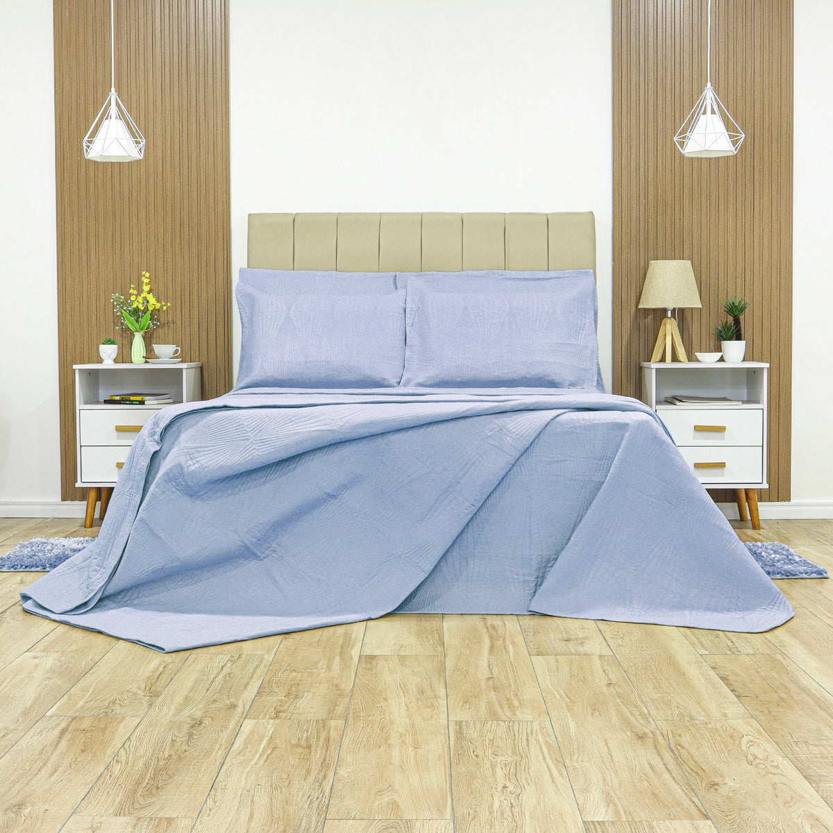 KIT CAMA KING 3P MATELADO DUBAI CLASSIC - AZUL 13-4302