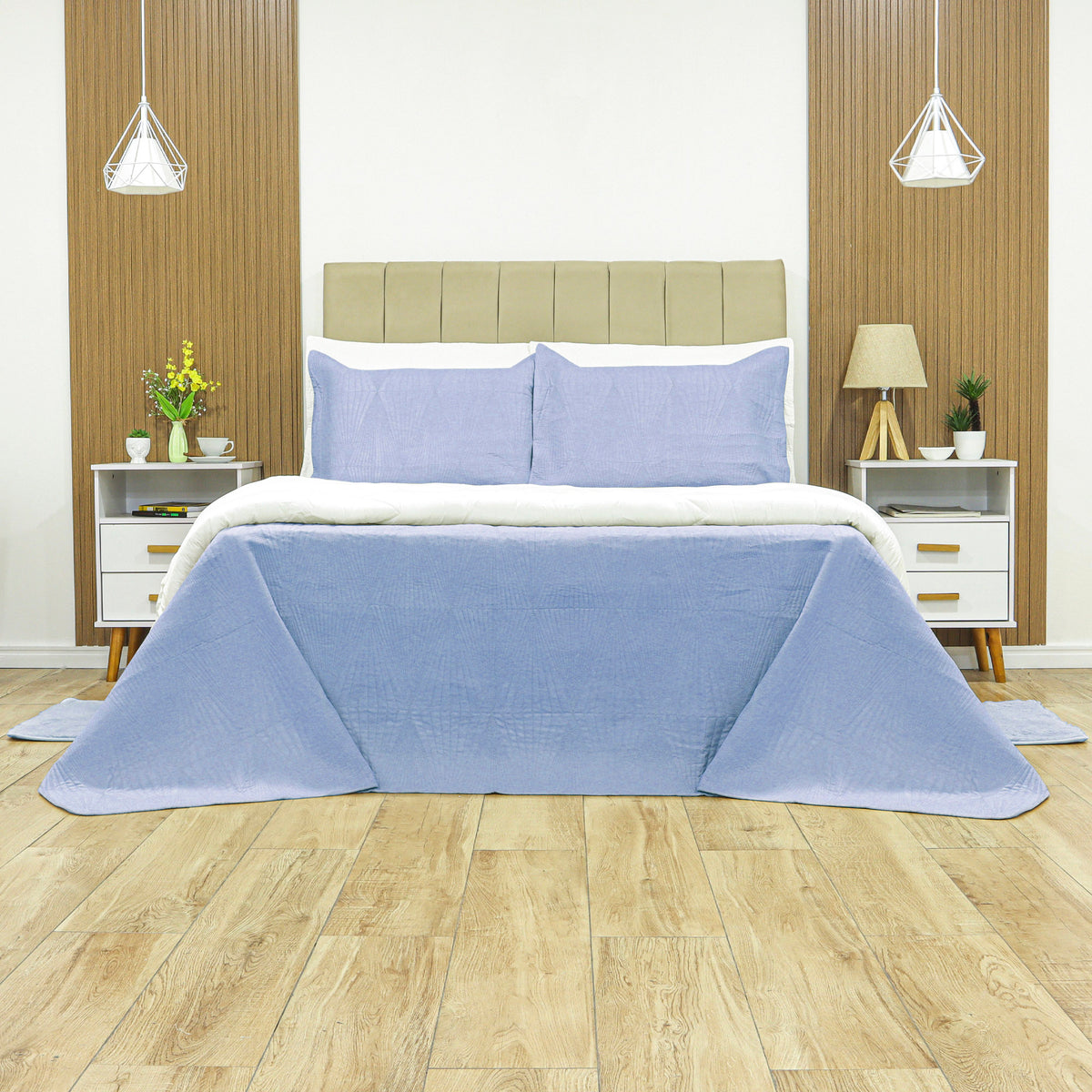 KIT CAMA KING 3P MATELADO DUBAI CLASSIC - AZUL 13-4302