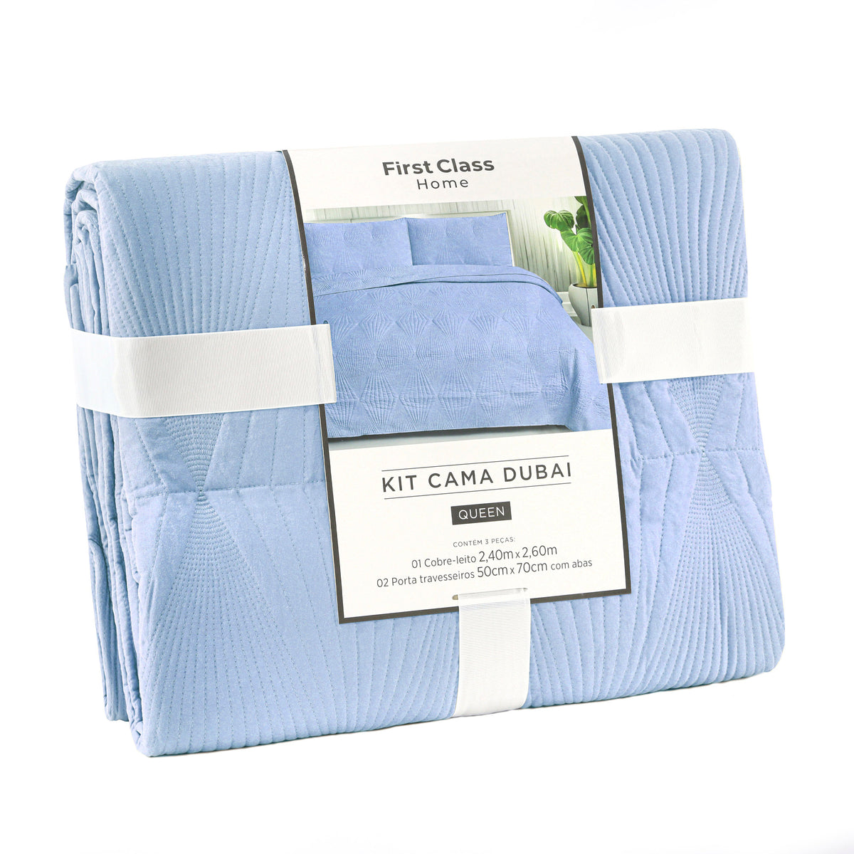 KIT CAMA KING 3P MATELADO DUBAI CLASSIC - AZUL 13-4302