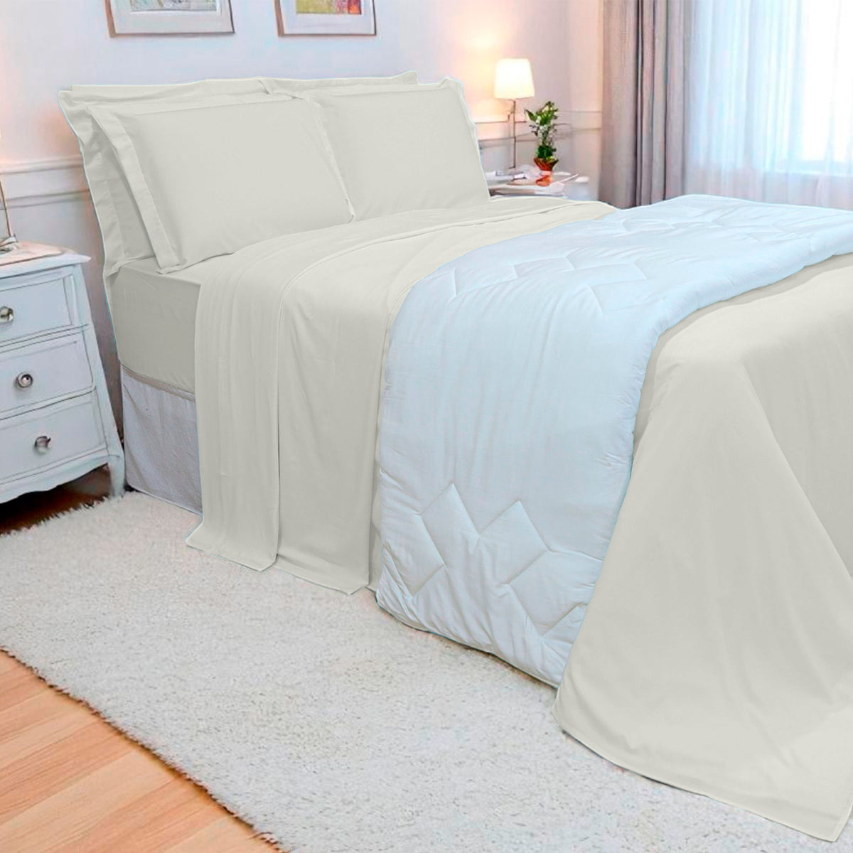 JOGO DE CAMA  KING 400 FIOS BAMBU SUPREME - BEGE 12-5202