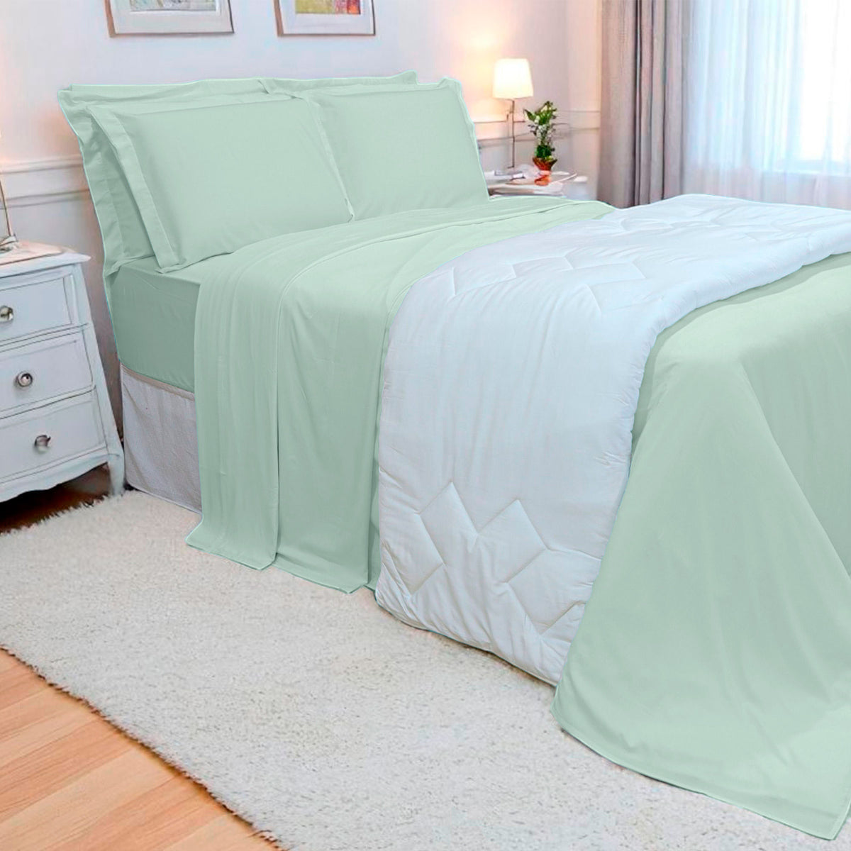 JOGO DE CAMA  KING 400 FIOS BAMBU SUPREME - VERDE 13-6006