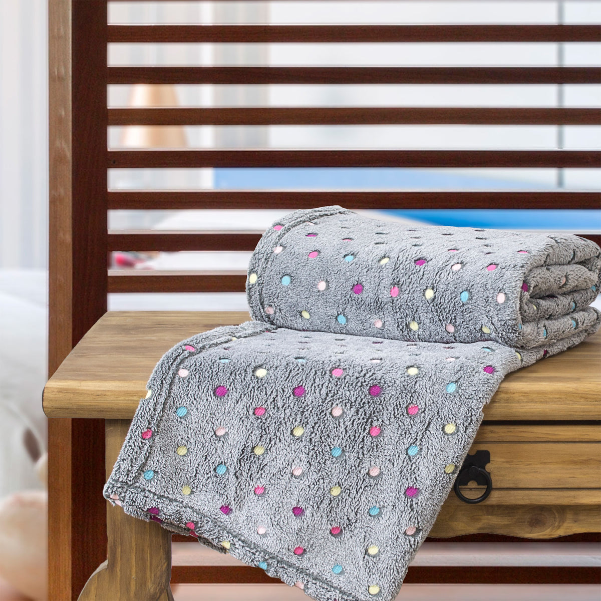 MANTA CASAL FLANNEL EFEITO  BORDADA - POA CINZA 14-4104